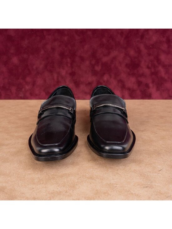 BOSS by Hugo Boss Men Dress Black Leather Horsebit Logo Loafers size 6 main image 4